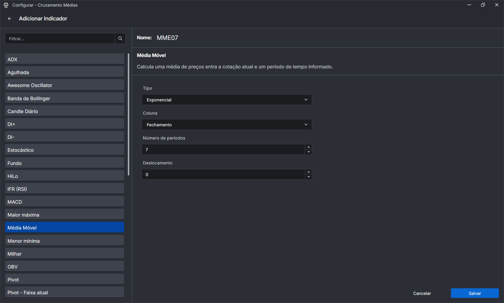 Criando a média móvel